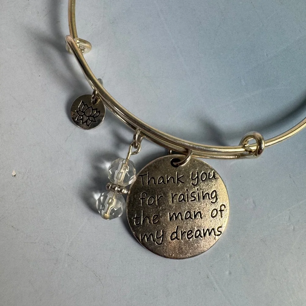 Mother-in-Law Bangle Bracelet Charm 'Thank You Raising The Man Of My Dreams' NEW
